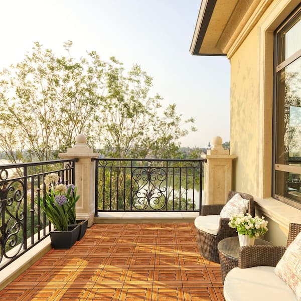 Karl home 1 ft. x 1 ft. Wood Composite Deck Tile in Brown (9 per Case)