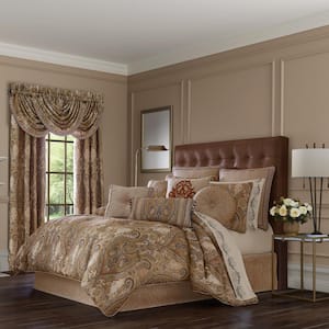 Lakeview 4-Piece. Beige Polyester Queen Comforter Set 96 X 92 in.