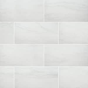 Alexandra White 12 in. x 24 in. Matte Porcelain Marble Look Floor and Wall Tile (16 sq. ft./Case)