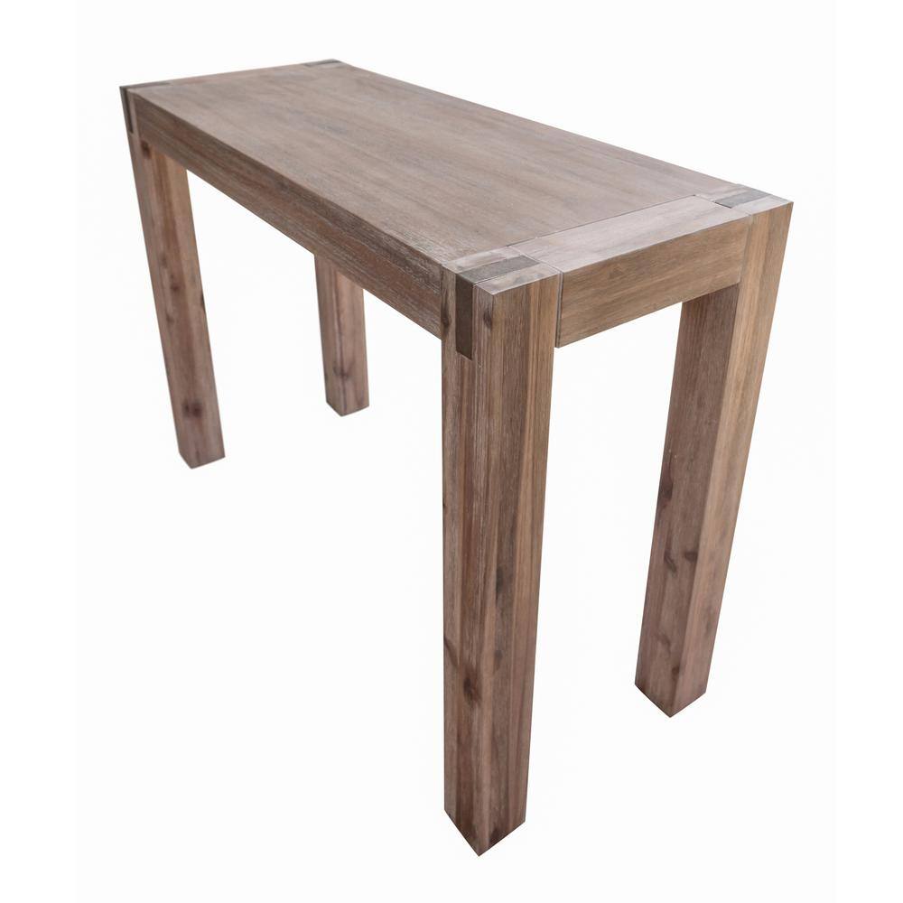 Woodstock Acacia Wood and Bronze Media Console Table, Brushed Driftwood
