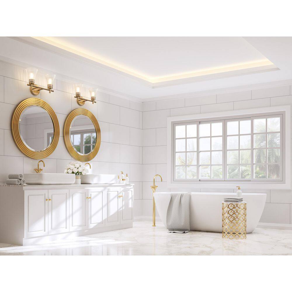 Belle 16 in. 2 Light Modern Gold Vanity Light with Clear Glass Shade price history on PriceWatchPro