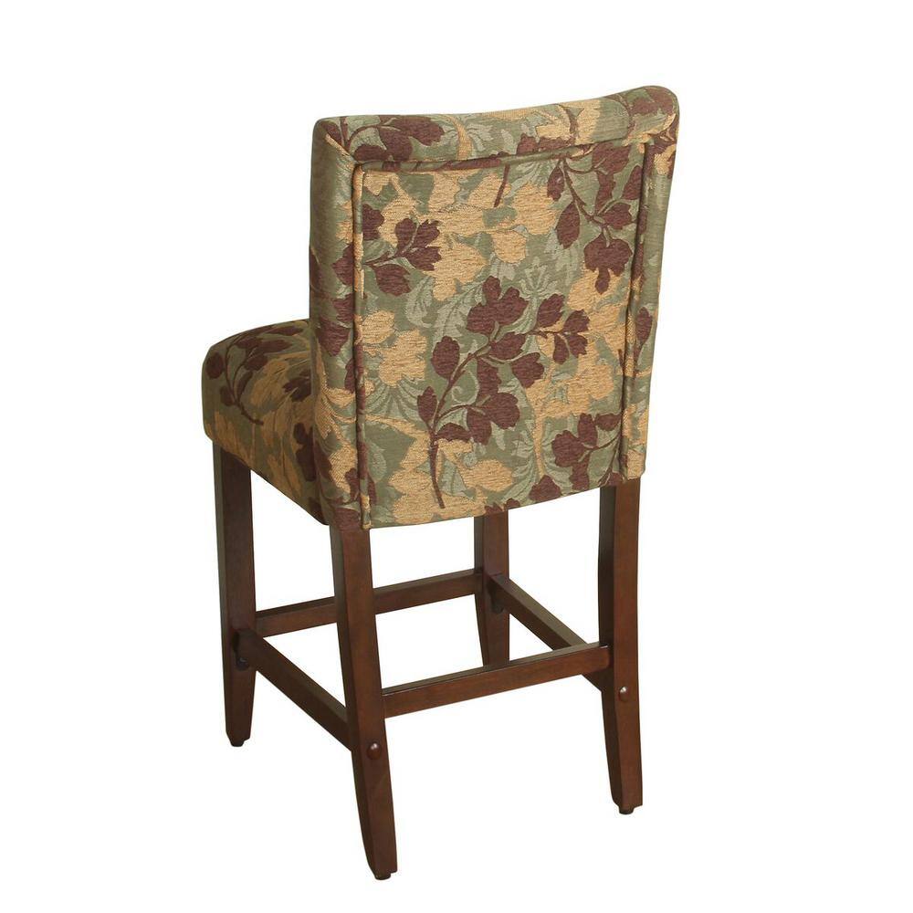 24" Brown and Sage Upholstered Counter Height Barstool