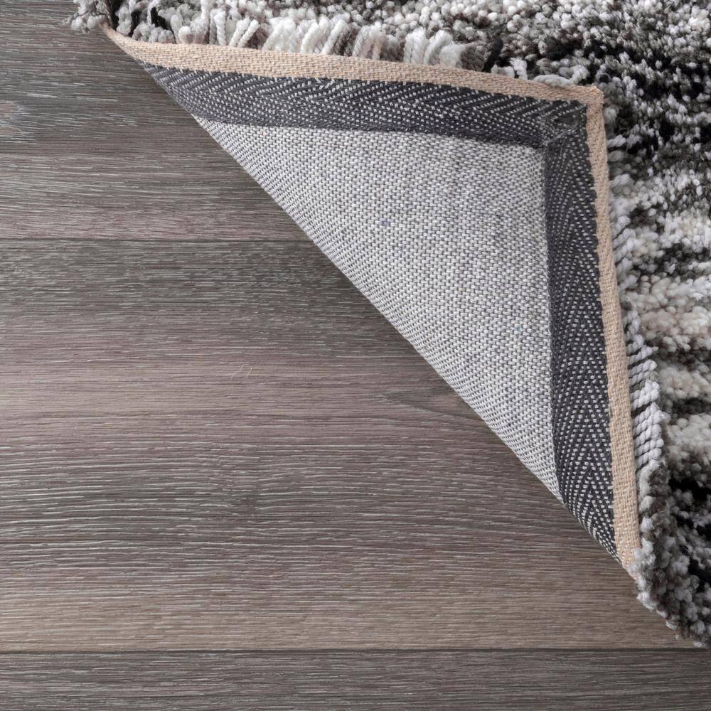 Gray Multi Striped Tufted Shag Synthetic Area Rug 4' x 6'
