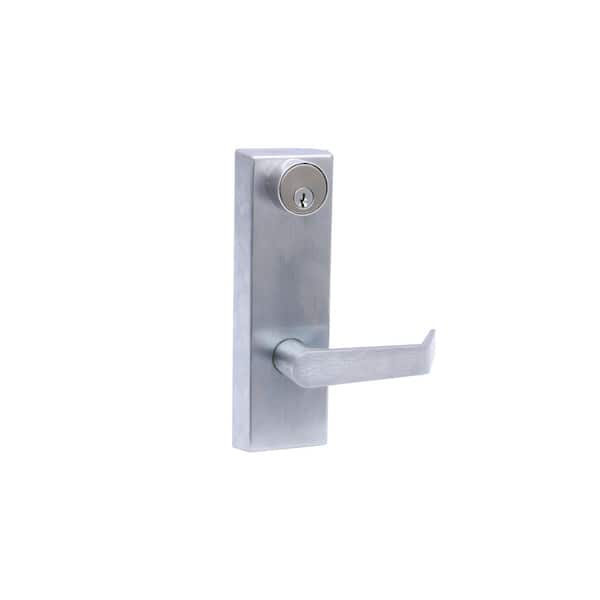 Taco Brushed Chrome Commercial Storeroom Escutcheon Lever Trim with Lock for Panic Exit Device