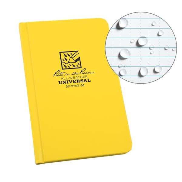 Rite in the Rain All-Weather 4-1/4 in. x 6-3/4 in. Hard Cover Notebook Universal Pattern, Yellow Cover