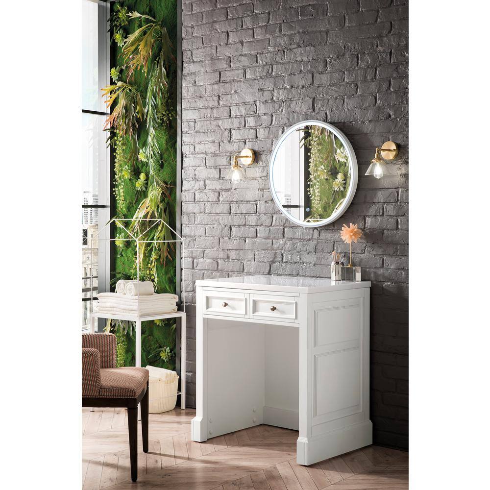 Bright White Solid Wood Vanity with Quartz Top