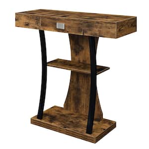 Newport 34 in. Barnwood & Black Standard Rectangular Wood Console Table with Drawers