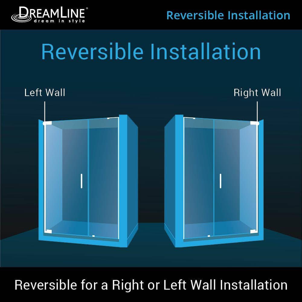 Elegance-LS 58.5" Frameless Clear Glass Pivot Shower Door with Black Hardware
