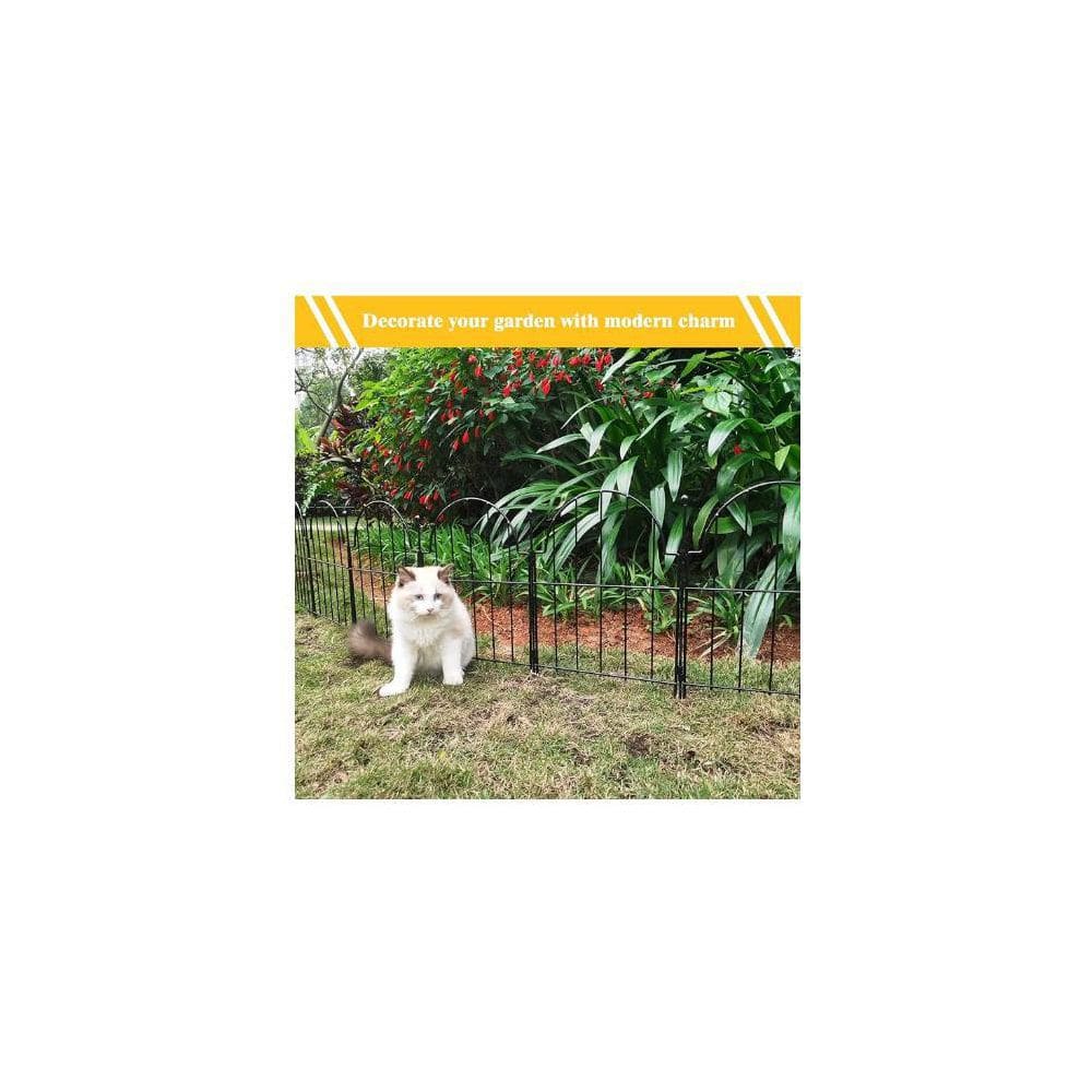 Black Arched Metal Garden Fence with Stakes, 22 in x 13.2 in