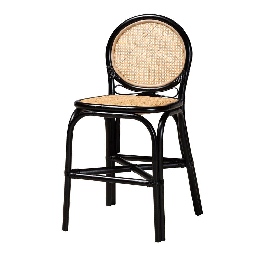 bali & pari Ayana 23.6 in. Natural and Black Rattan Counter Stool