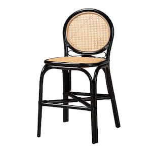 Ayana 23.6 in. Natural and Black Rattan Counter Stool