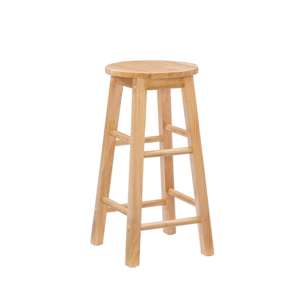 Lopes 24 in. Natural Backless Wood Counter Stool with Wood Seat