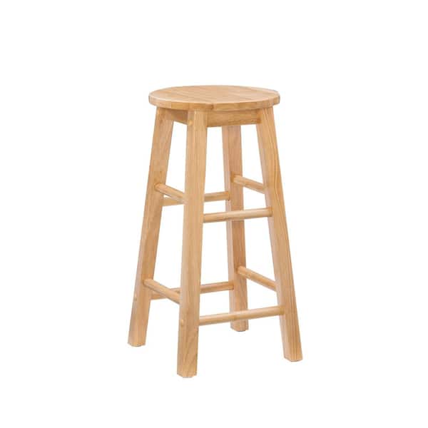Linon Home Decor Lopes 24 in. Natural Backless Wood Counter Stool with Wood Seat