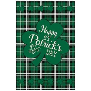 2.3 ft. x 3.3 ft. Polyester Happy St. Patrick's Day Plaid Outdoor House Flag
