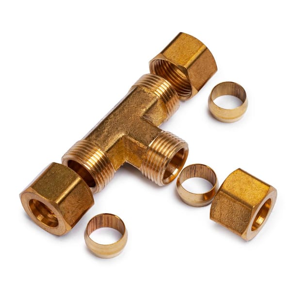 Everbilt 3/8 in. x 3/8 in. x 1/4 in. OD Compression Brass Tee Fitting  800949 - The Home Depot