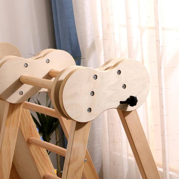 Funphix 5-in-1 Indoor Kids Wooden Gym Climber-Natural Smooth