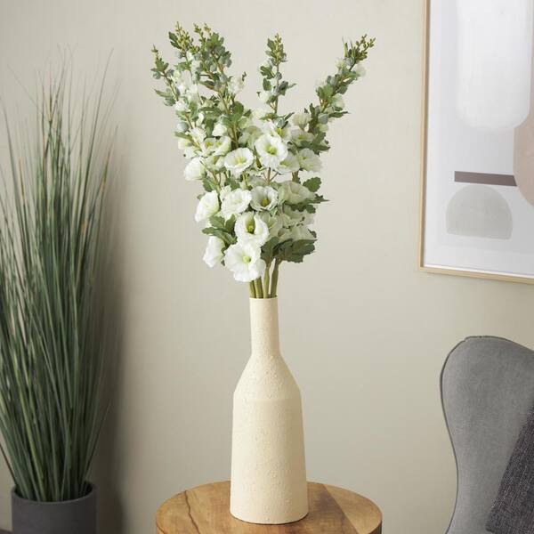 Litton Lane 44 in. White Hollyhock Artificial Flower Stem with