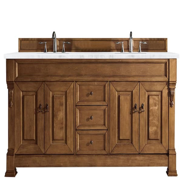 James Martin Vanities Brookfield 72 in. W x 23.5 in. D x 34.3 in. H Double Vanity in Country Oak with Arctic Fall Top