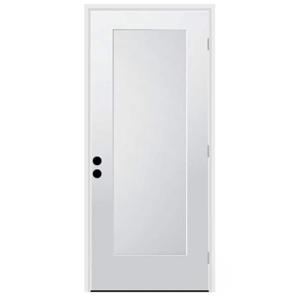 CODEL DOORS 36 in. x 80 in. 1-Panel Right-Hand/Inswing Unfinished Primed White Fiberglass Prehung Front Door w/4-9/16 in. Jamb Size