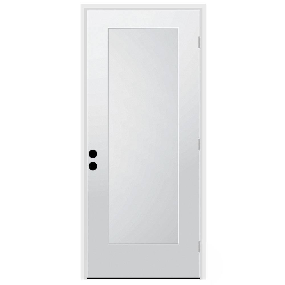 36 in. x 80 in. 1-Panel Right-Hand/Inswing Unfinished Primed White Fibergla