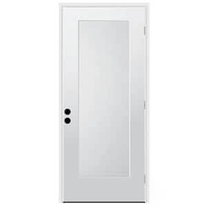 36 in. x 80 in. 1-Panel Right-Hand/Inswing Unfinished Primed White Fiberglass Prehung Front Door w/6-9/16 in. Jamb Size