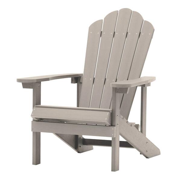 Huluwat Light Gray High-Quality Polystyrene Reclining Plastic Outdoor Patio Adirondack Chair