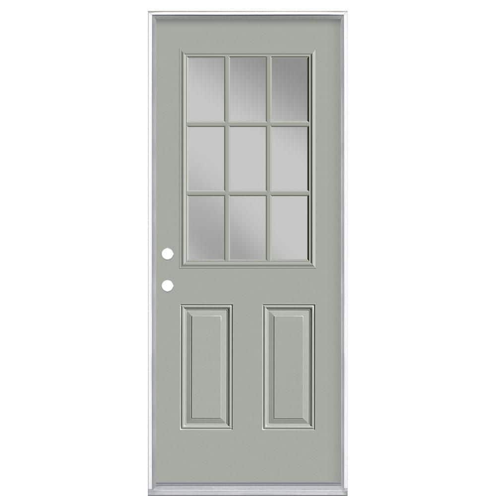 32 in. x 80 in. 9 Lite Right-Hand Inswing Painted Steel Prehung Front Exterior Door No Brickmold price history on PriceWatchPro
