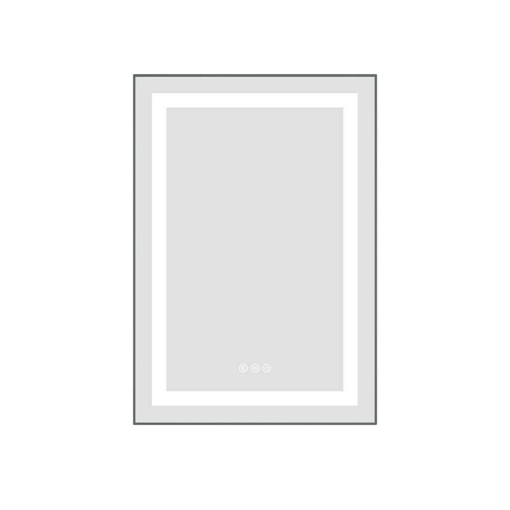 20 in. W x 30 in. H Rectangular Framed LED Anti-Fog Dimmable Wall Bathroom Vanity Mirror in Gun Ash price history on PriceWatchPro