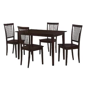 Sophisticated and Sturdy 5-Piece Rectangular Wooden Top Brown Dining Set