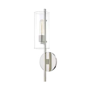 Ariel 1-Light Polished Nickel Wall Sconce with Clear Shade