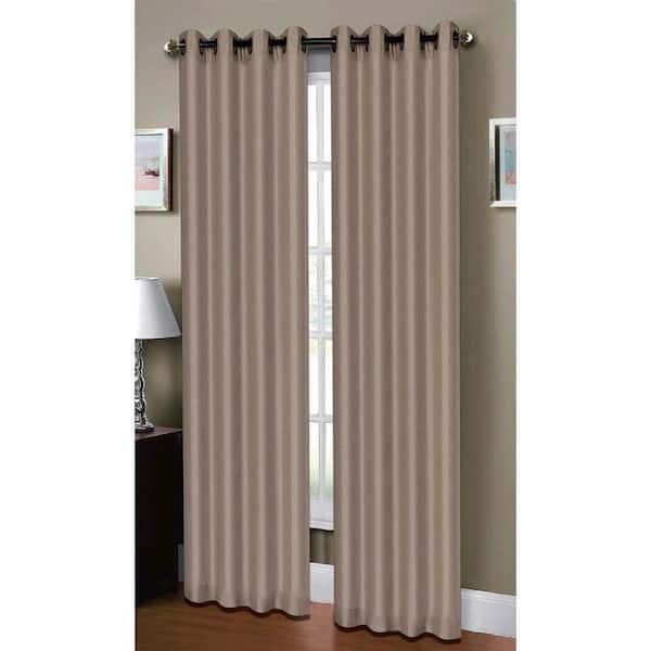 Window Elements Semi-Opaque Raphael Heathered Faux-Linen Extra-Wide 96 in. L Grommet Curtain Panel Pair, Taupe (Set of 2)