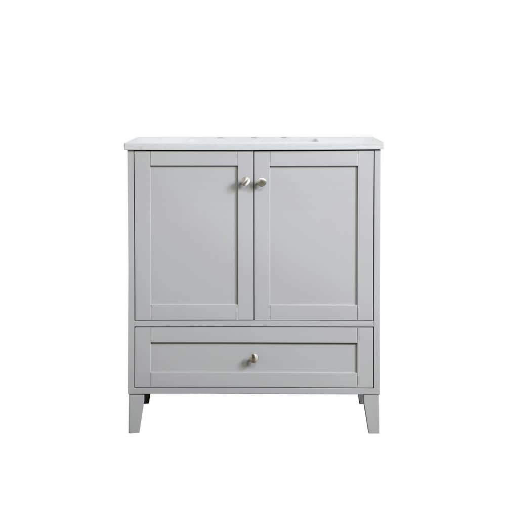 Simply Living 30 in. Single Bathroom Vanity in Grey with Engineered ...