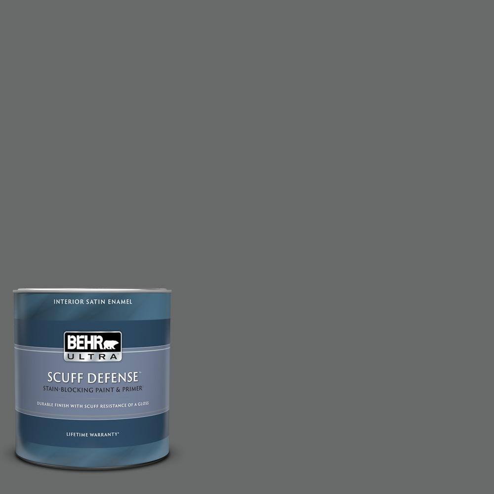 BEHR ULTRA 1 qt. BXC63 Molten Lead Extra Durable Satin Enamel Interior Paint & Primer 775304