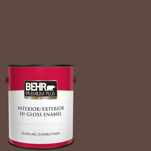 BEHR PREMIUM PLUS 1 gal. #N150-7 Chocolate Therapy Hi-Gloss Enamel Interior/Exterior Paint