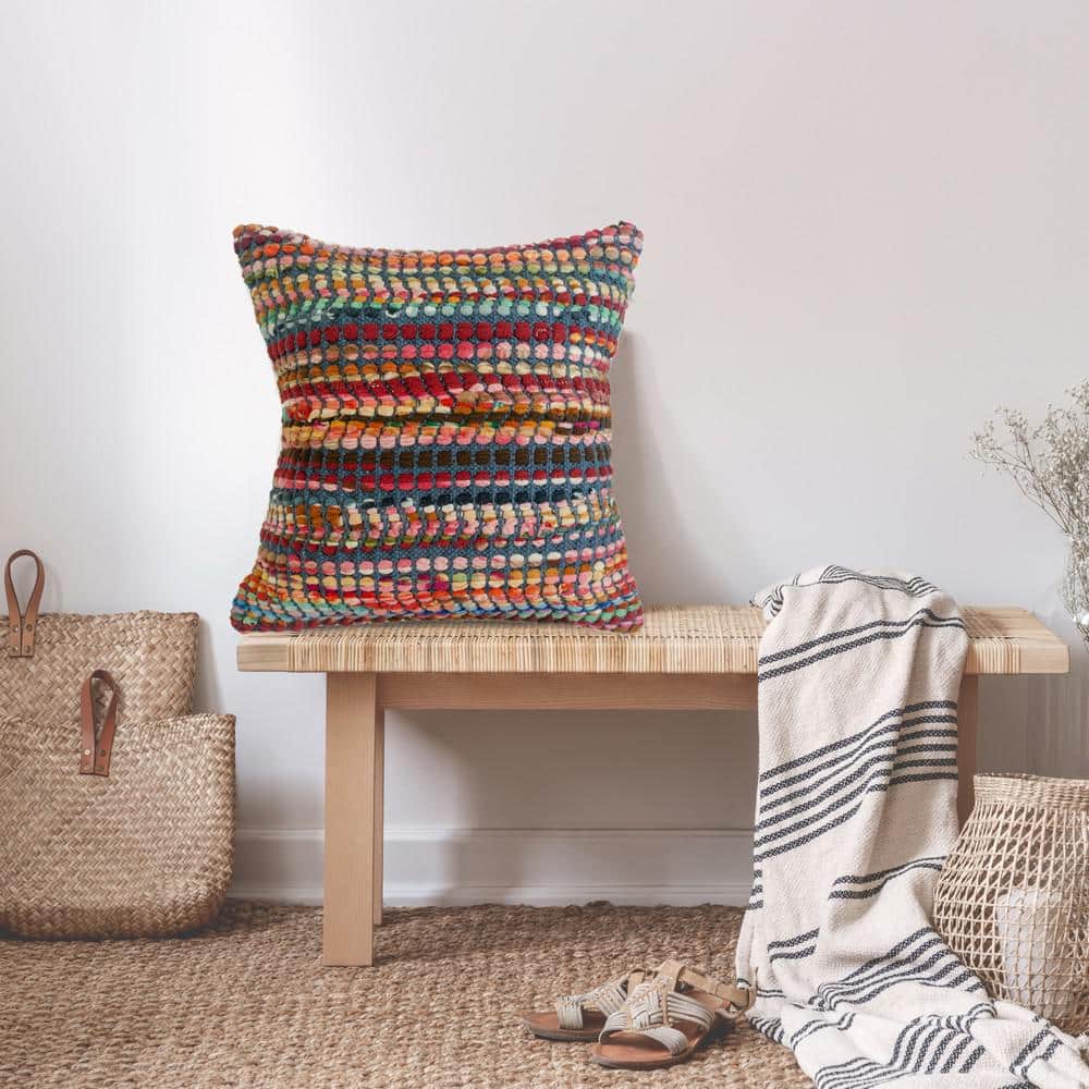 Multicolored Bohemian Geometric 20" Square Throw Pillow Set