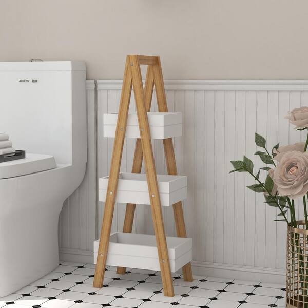 Storage Baskets on a Ladder in Three Tiers