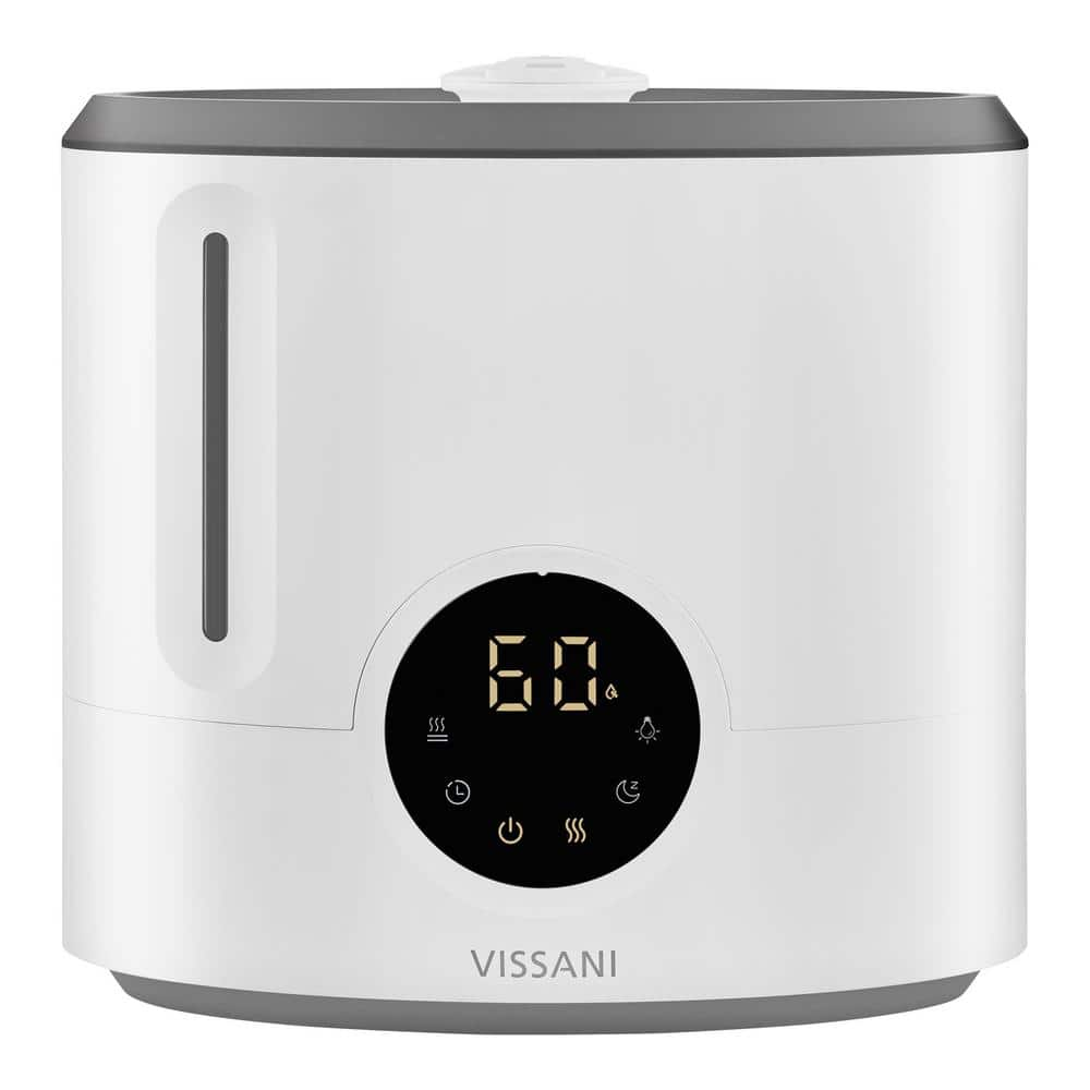 2 Gal. Ultrasonic Humidifier 360 Degree Turning Dual Nozzle Cool & Warm Mist for Large Room (600 sq. ft.) in Grey/White