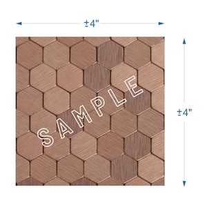 Take Home Sample Hexagonia DC Dark Copper 4 in x 4 in Metal Peel and Stick Wall Mosaic Tile (0.11 sq.ft/Each)