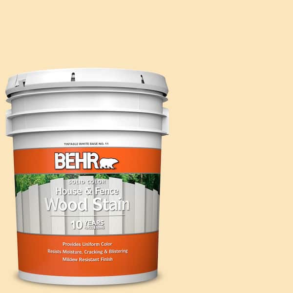 BEHR 5 gal. #350C-2 Banana Cream Solid Color House and Fence Exterior Wood Stain