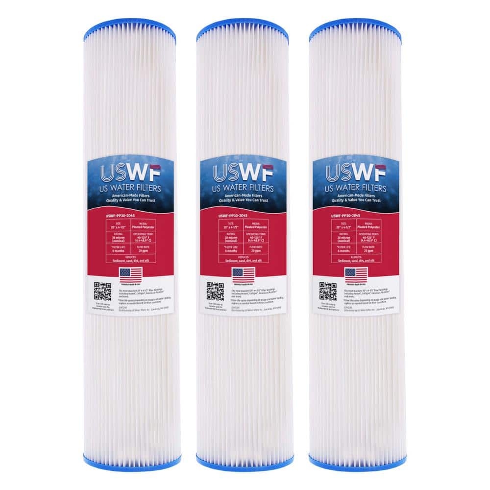 US Water Filters 30 Mic 20 in. x 4.5 in. Pleated Polyester Sediment