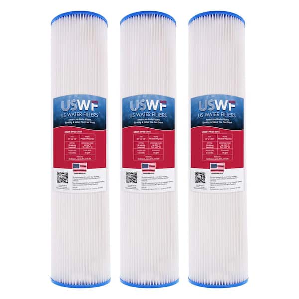US Water Filters 30 Mic 20 in. x 4.5 in. Pleated Polyester Sediment Whole House Water Filter Cartridge (3-Pack)