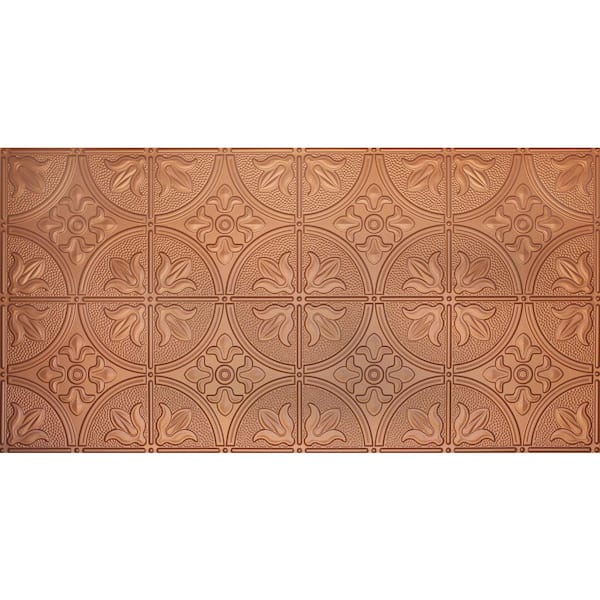 Global Specialty Products Dimensions 2 ft. x 4 ft. Glue Up Tin Ceiling Tile in Metallic Copper