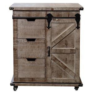 Presley 3-Drawer Natural Brown with Door Side Cabinet