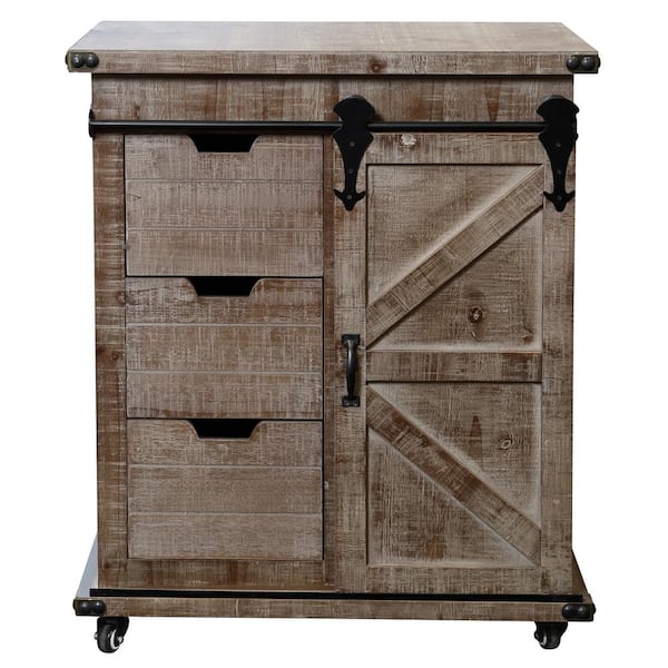 StyleCraft Presley 3-Drawer Natural Brown with Door Side Cabinet