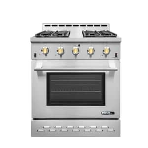 Entree 30 in. 4.5 cu. ft. Professional Style Gas Range with Convection Oven in Stainless Steel and Gold