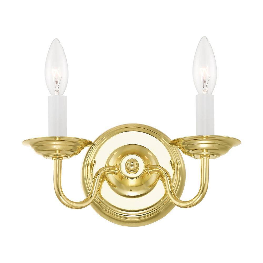 Colonial Elegance 2-Light Polished Brass Direct Wired Sconce