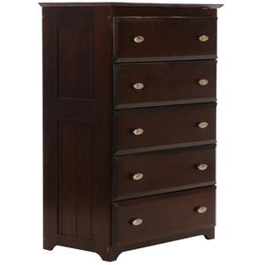 5-Drawer Rich Espresso Mission Chest of Drawers 30 in. W x 43 in. H