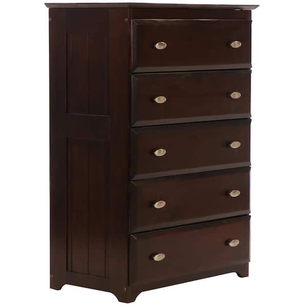OS Home and Office Furniture 5-Drawer Rich Espresso Mission Chest of Drawers 30 in. W x 43 in. H