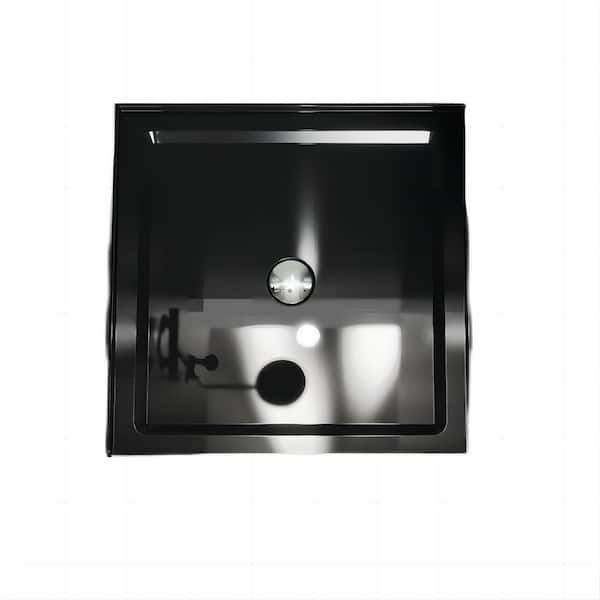 Flynama 36 in. L x 36 in. W Shower Corner Pan Base，Centered Drain and Single-Threshold in Black