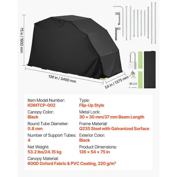 VEVOR Motorcycle Storage Shelter Security Lock600D Oxford Flip-Up